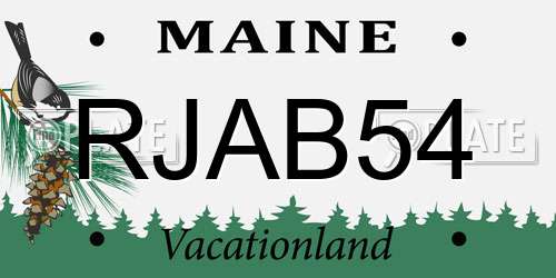 RJAB54 Maine License Plate