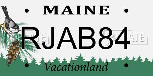 RJAB84 Maine License Plate