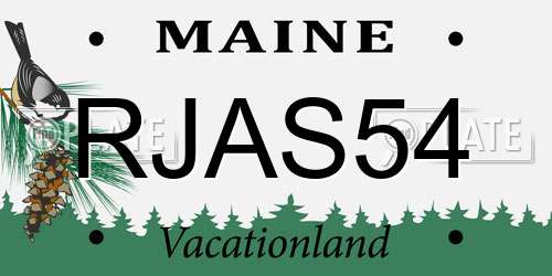 RJAS54 Maine License Plate
