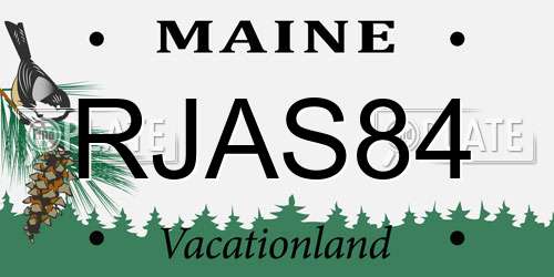 RJAS84 Maine License Plate