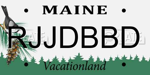 RJJDBBD Maine License Plate