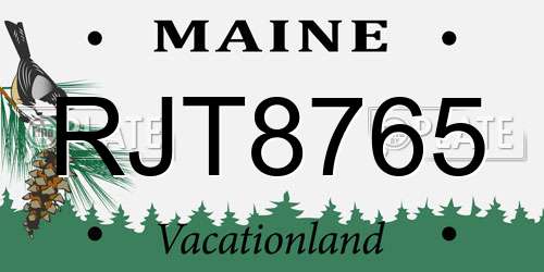 RJT8765 Maine License Plate