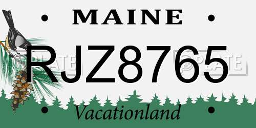 RJZ8765 Maine License Plate