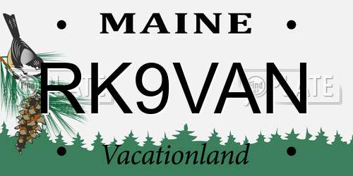 RK9VAN Maine License Plate