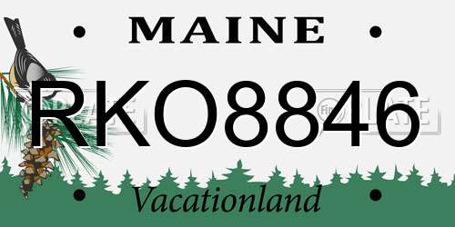 RKO8846 Maine License Plate