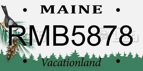 RMB5878 Maine License Plate
