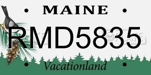 RMD5835 Maine License Plate