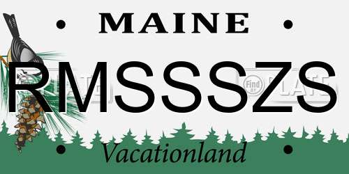 RMSSSZS Maine License Plate