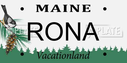 RONA Maine License Plate