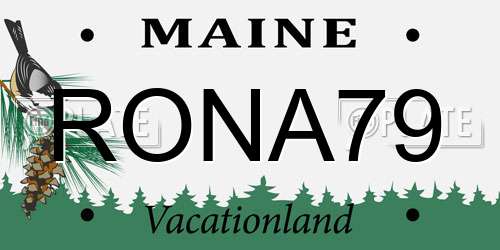 RONA79 Maine License Plate