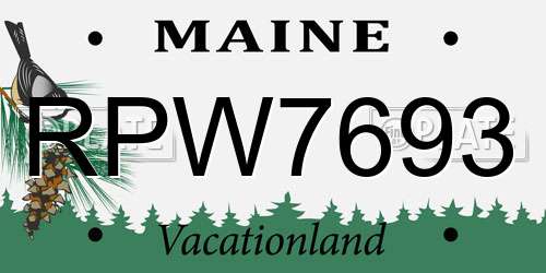 RPW7693 Maine License Plate