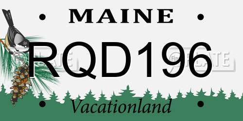 RQD196 Maine License Plate