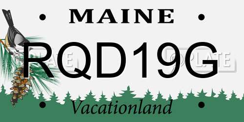 RQD19G Maine License Plate
