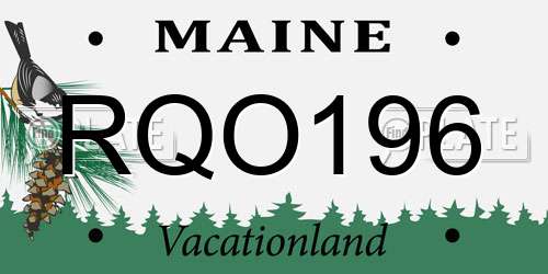 RQO196 Maine License Plate