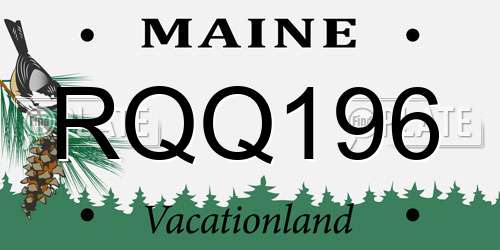 RQQ196 Maine License Plate