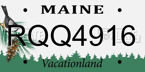 RQQ4916 Maine License Plate
