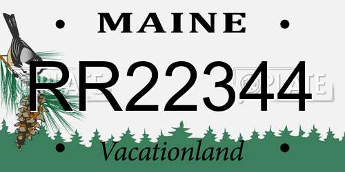 RR22344 Maine License Plate