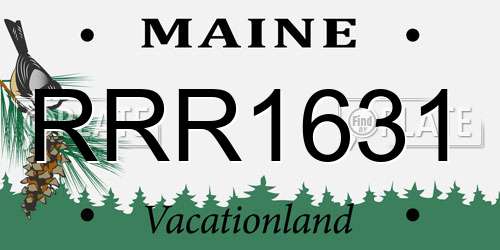 RRR1631 Maine License Plate