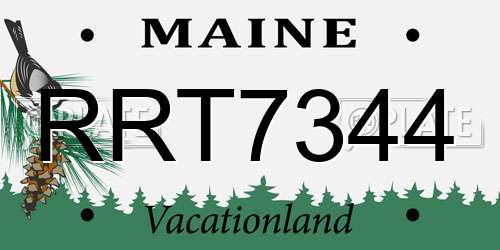 RRT7344 Maine License Plate