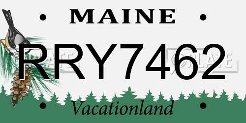 RRY7462 Maine License Plate