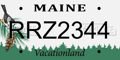 RRZ2344 Maine License Plate