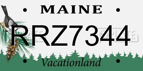 RRZ7344 Maine License Plate