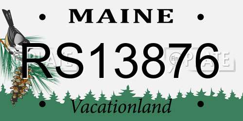 RS13876 Maine License Plate