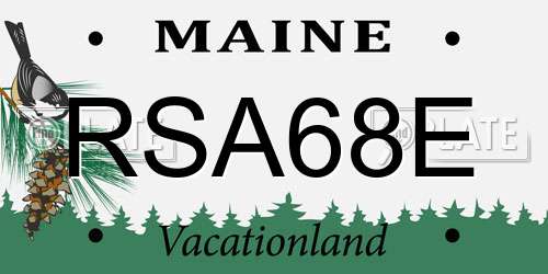 RSA68E Maine License Plate