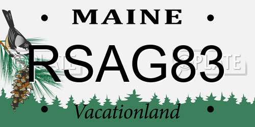 RSAG83 Maine License Plate