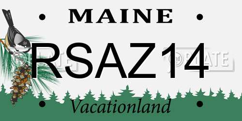 RSAZ14 Maine License Plate