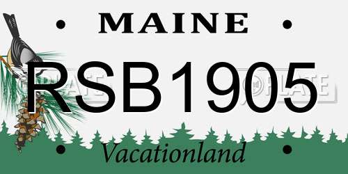 RSB1905 Maine License Plate