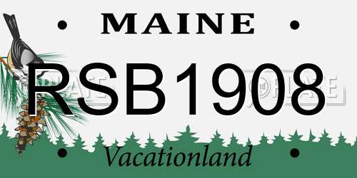 RSB1908 Maine License Plate