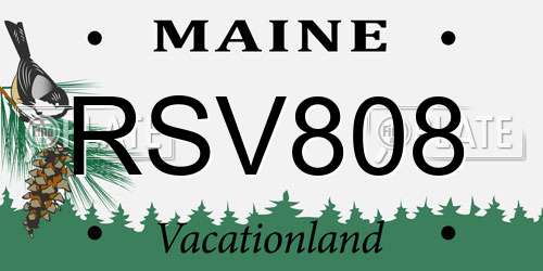 RSV808 Maine License Plate
