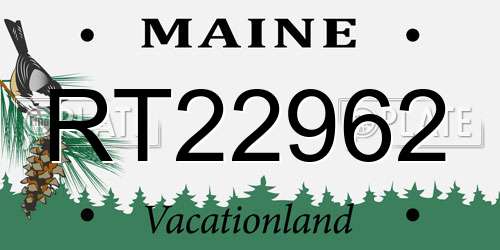 RT22962 Maine License Plate