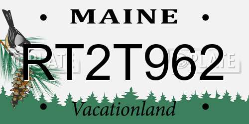 RT2T962 Maine License Plate
