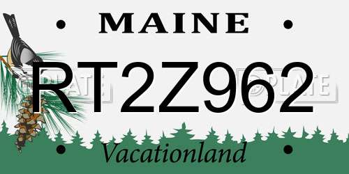 RT2Z962 Maine License Plate