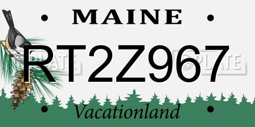 RT2Z967 Maine License Plate