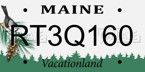 RT3Q160 Maine License Plate