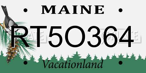 RT5O364 Maine License Plate