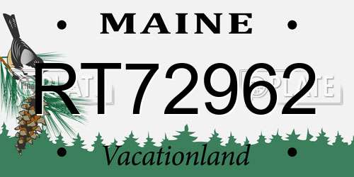 RT72962 Maine License Plate