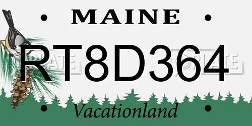 RT8D364 Maine License Plate