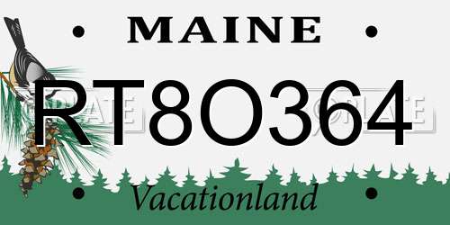 RT8O364 Maine License Plate