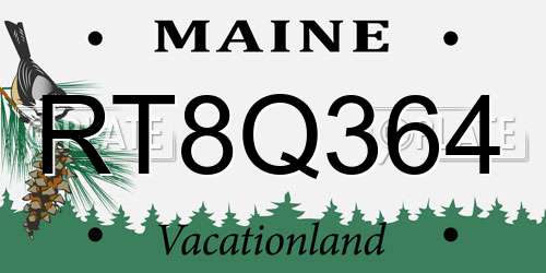 RT8Q364 Maine License Plate