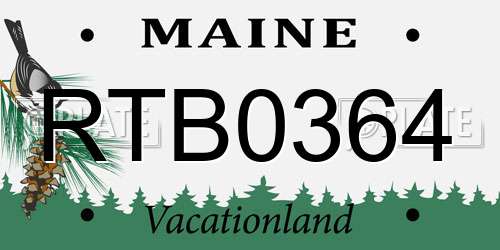 RTB0364 Maine License Plate