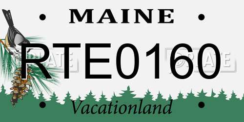 RTE0160 Maine License Plate