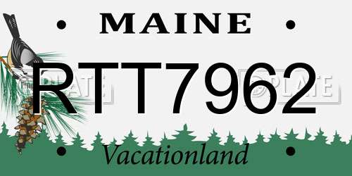 RTT7962 Maine License Plate