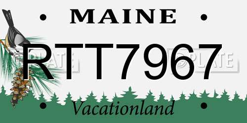 RTT7967 Maine License Plate