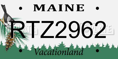 RTZ2962 Maine License Plate