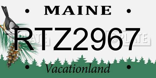 RTZ2967 Maine License Plate