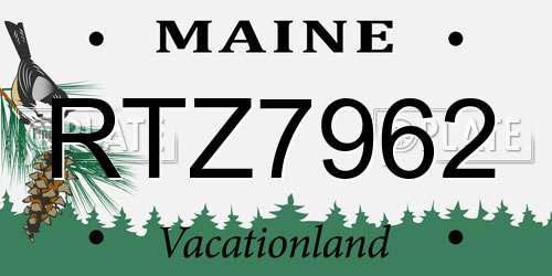 RTZ7962 Maine License Plate